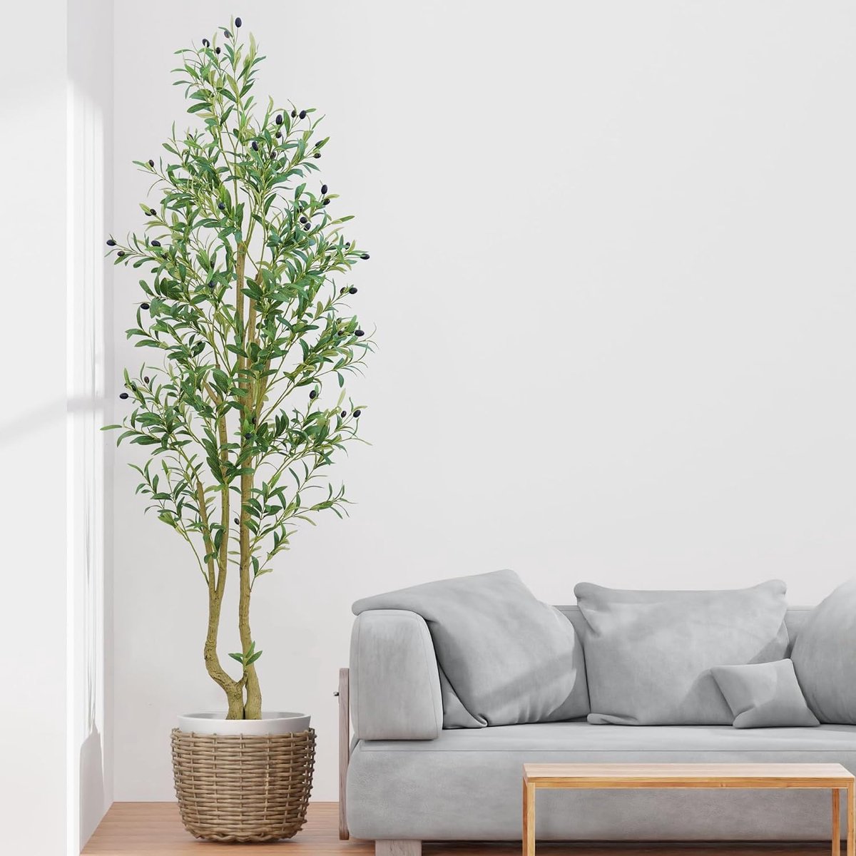 1,8 m multibar kunstmatige olijfboom met verstelbare takken en pot, realistische indoor faux plant voor thuis en op kantoor decor - milieuvriendelijk, eenvoudige montage, onderhoudsarm, perfect