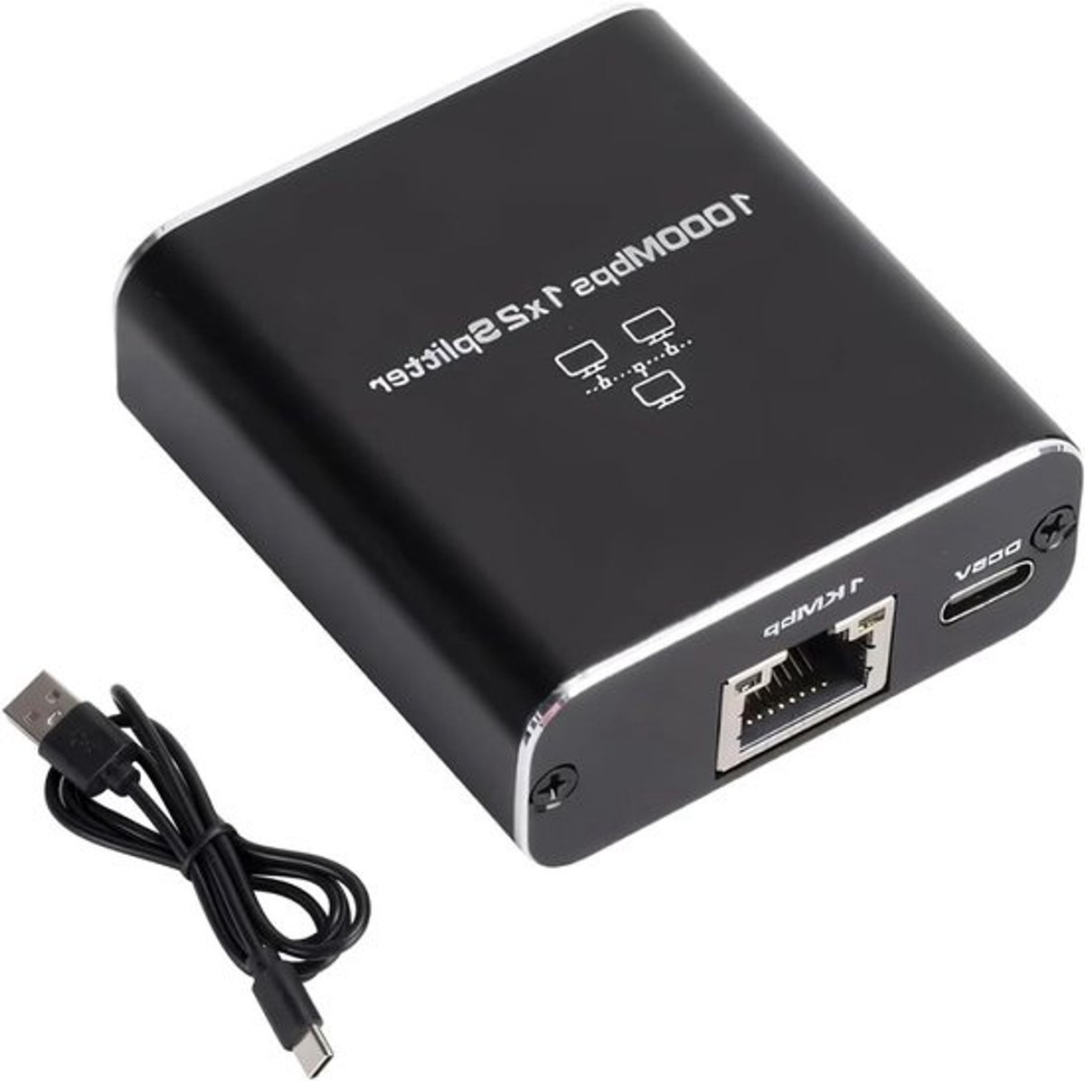 Netwerkswitch - Lan Splitter - Netwerk Uitbreiden - 1000Mbps Snelheid - 2 Poorten - Zwart