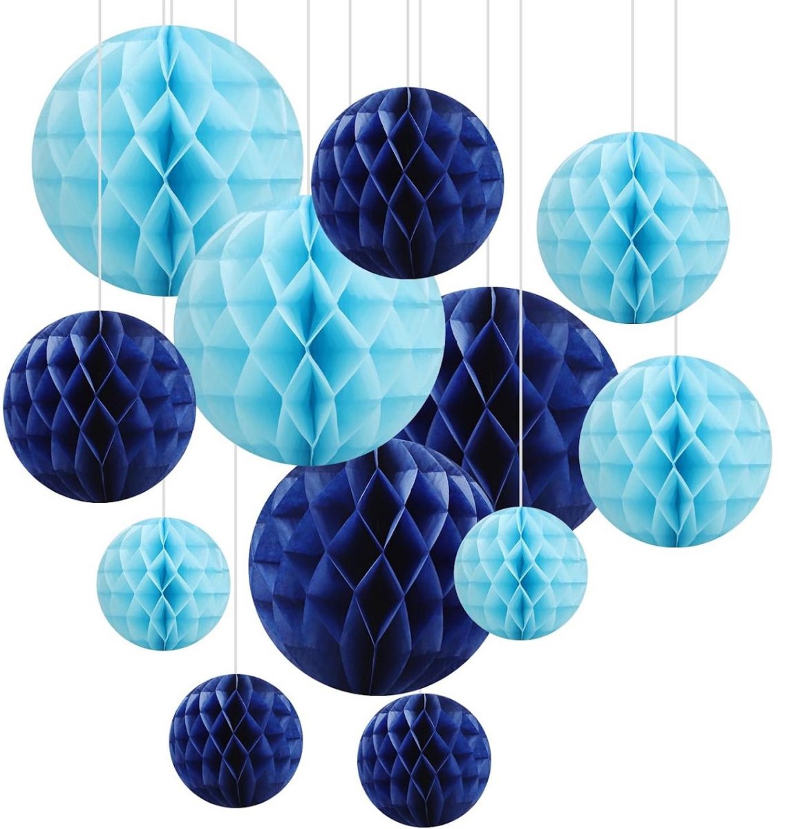 SSTRWGOOD 12 Stuks Zijden Pompons - Papieren Wabenballen - 10x8x6 Inch Decoratie Set - Geschikt voor Feest en Thuisversiering - Papier - Inclusief Drie Maten en Twaalf Stuk