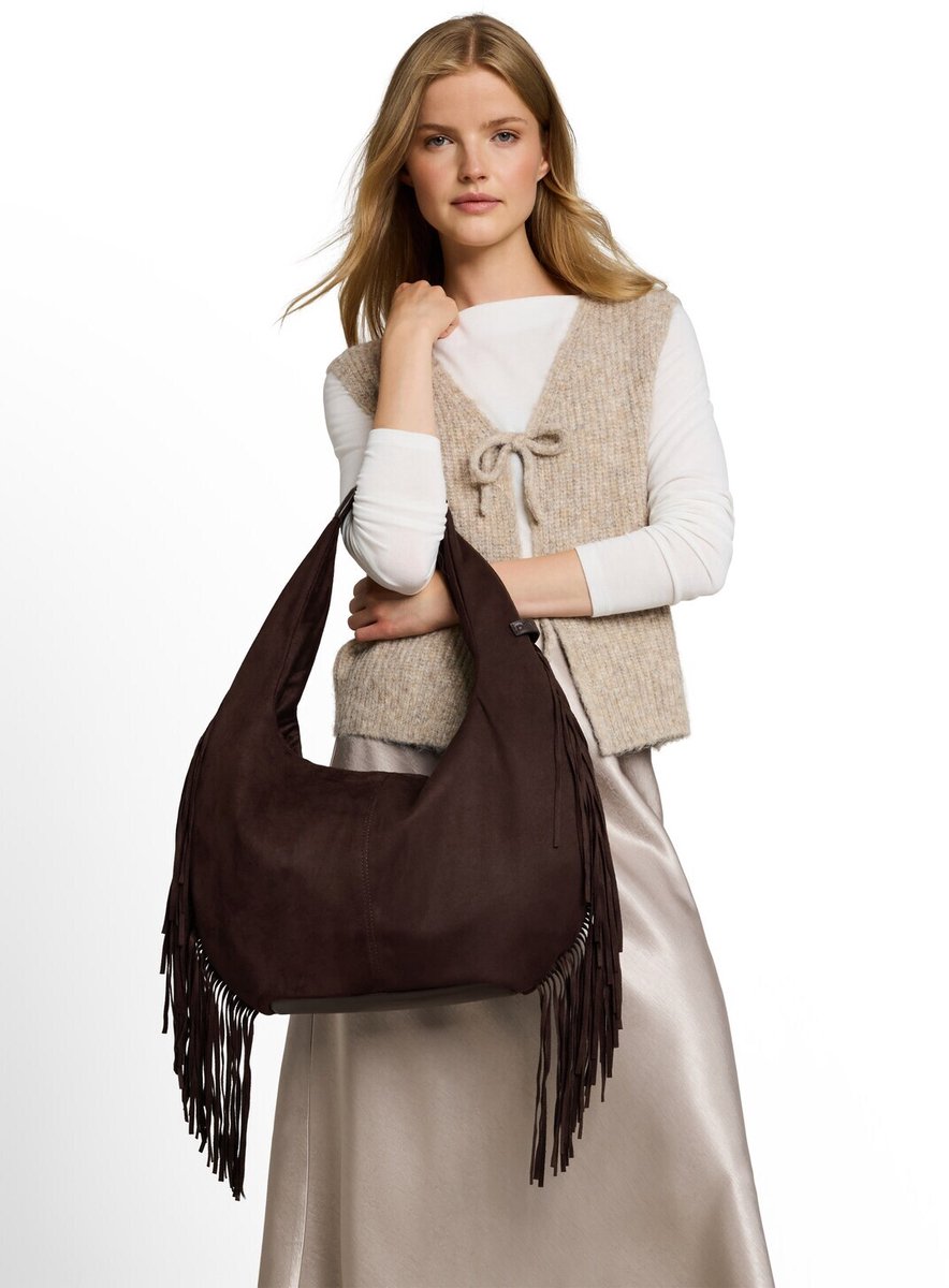 TOM TAILOR schoudertas Deyanira Hobo Bag Dark Brown donkerbruin
