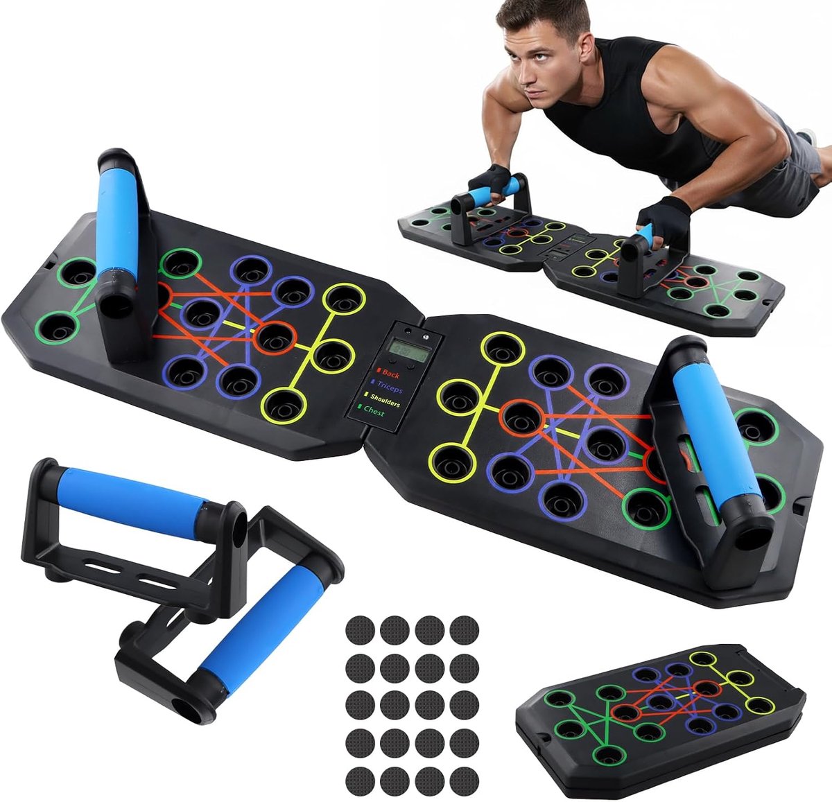 Up Board, 14 in 1 Multifunctionele Pushup Stands Systeem Draagbare Multifunctionele Afneembare Pushup Bar Krachttraining Pushup Stand met Handgrepen voor Mannen Vrouwen Workout Fitness Borst