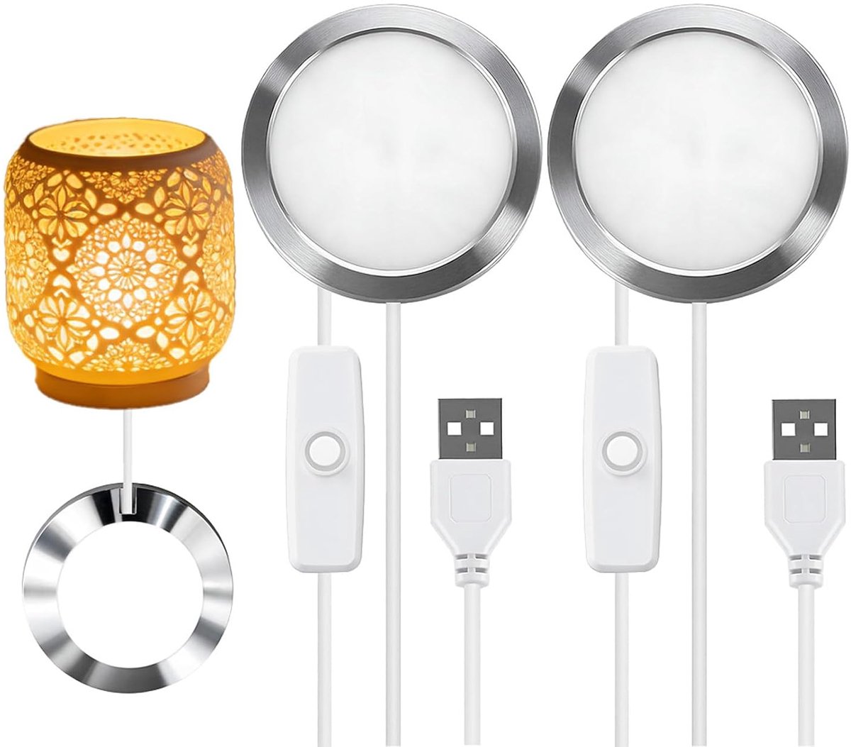 2 stuks led-lampverlichtingsset voor 3D-printermodellen, led-lampenset 001, compatibel met bamboe, nachtlampje met warm licht, 1 meter lange kabel met schakelaar, veelzijdig inzetbaar voor
