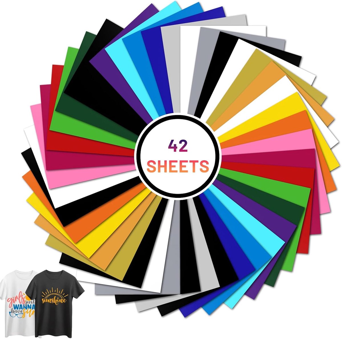Plotterfolie voor textiel, flexfolie, plotter textiel, 30,5 x 20,5 cm, strijkfolie, 17 kleuren, voor T-shirts, hoeden, tassen, stoffen
