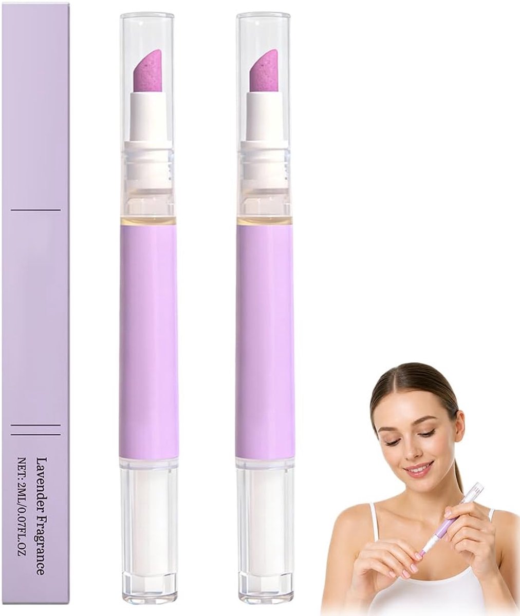 2 Stukken Stylo repousse-cuticules 2 en 1, Cuticle Oil Pusher Pen for Nails, Oil Nail Care Pen for Dry & Damaged Nails, hydrate en fortifie les ongles secs et abîmés(E)