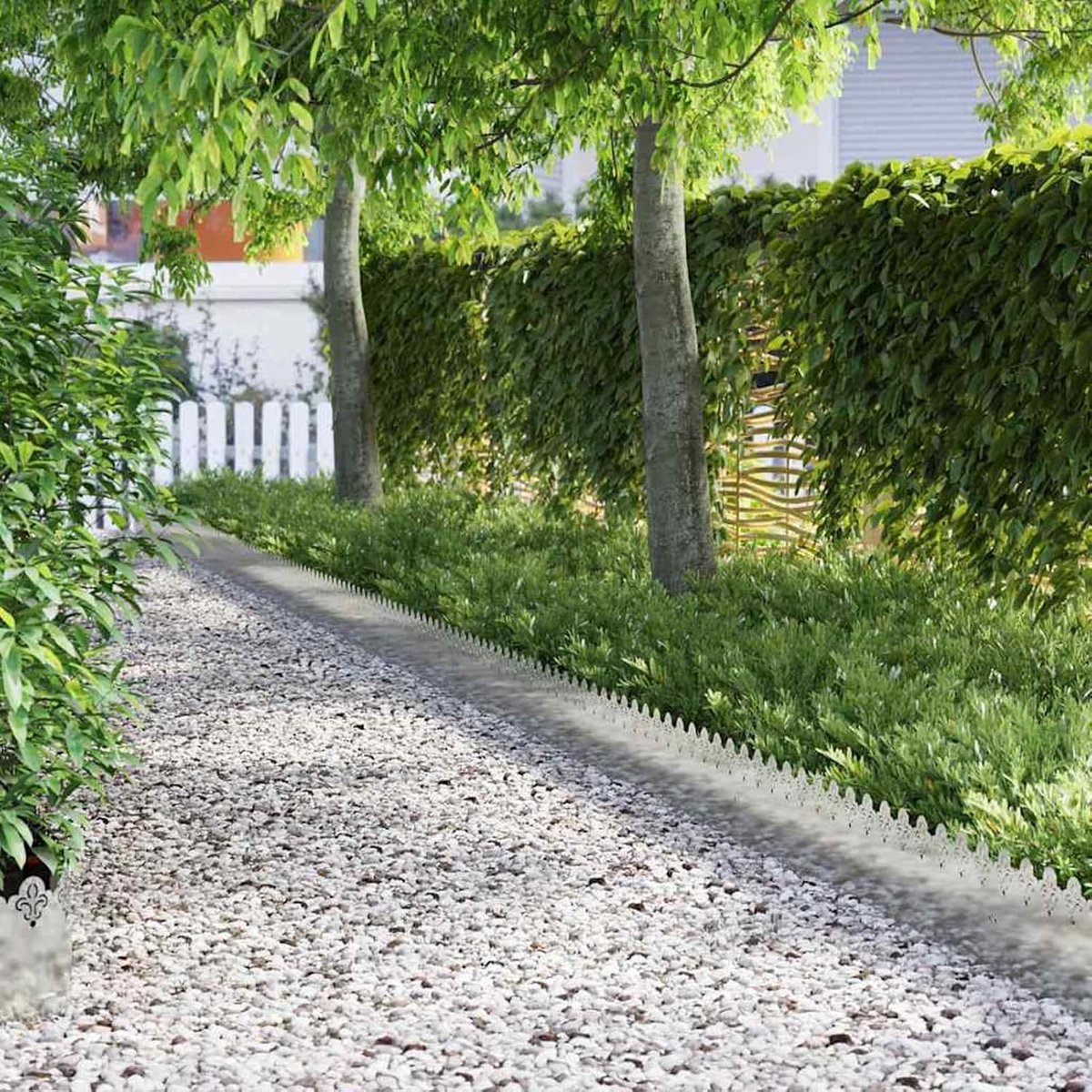 Gazonkanten 10 stuks zilver 103 x 0,05 x 22 cm verzinkt staal, gazonrand perkranden voor tuinbed paden gazonrand voortuin 874759