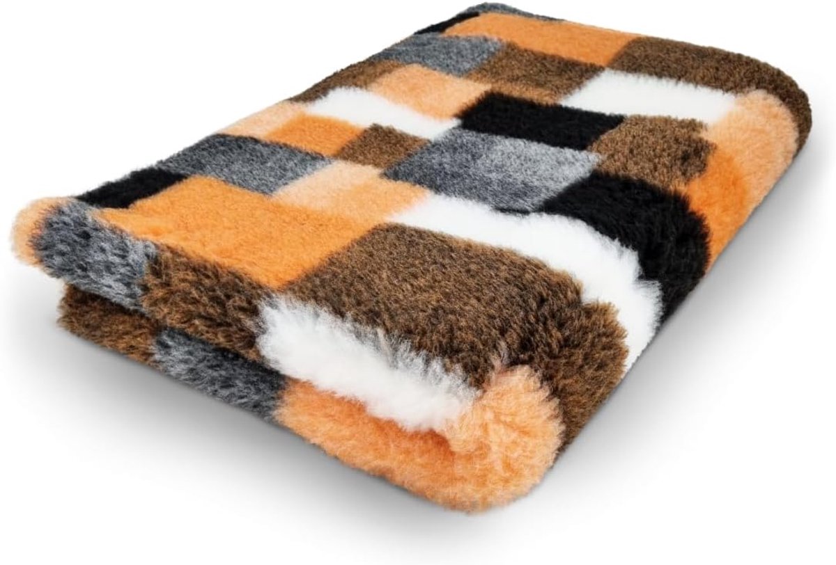 Vetbedden, Antislip Hondenmat, 150 x 100 cm, Patchwork, Oranje, Machinewasbaar, Voor Honden en Puppy's (Large)