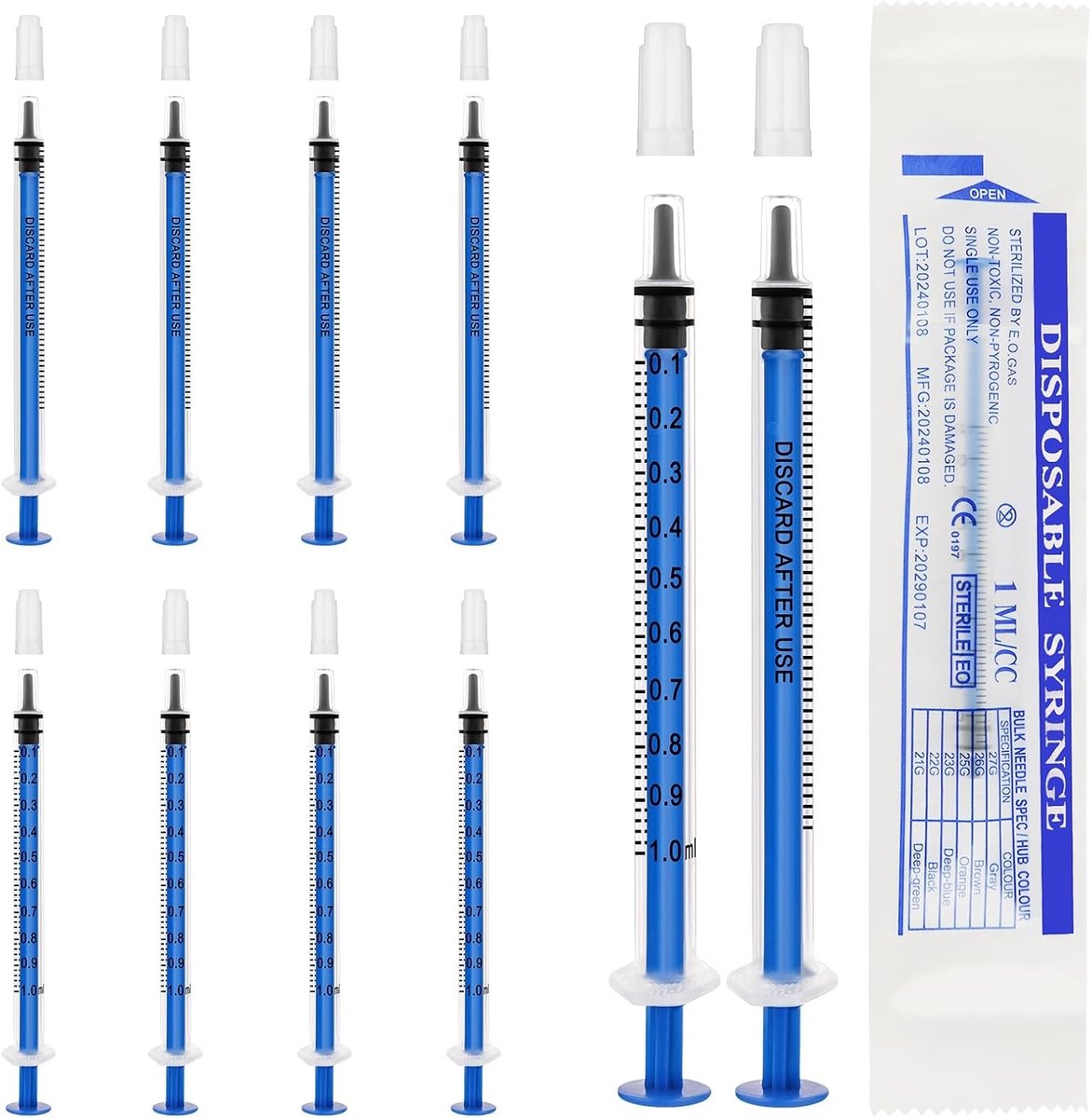 10 Stuks 1.0ml Colostrum Plastic Spuit Zonder Naald, Herbruikbare Vloeistof Spuit voor Laboratoria, Irrigatie en Filtratie