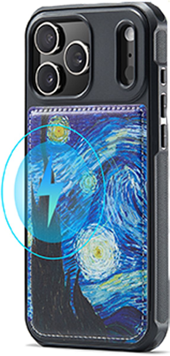 Casemania Hoesje Geschikt voor Apple iPhone 18 Pro - De Sterrennacht Print - Van Gogh - Magnetisch Kunstleren Back Cover - Telefoonhoesje Geschikt voor MagSafe