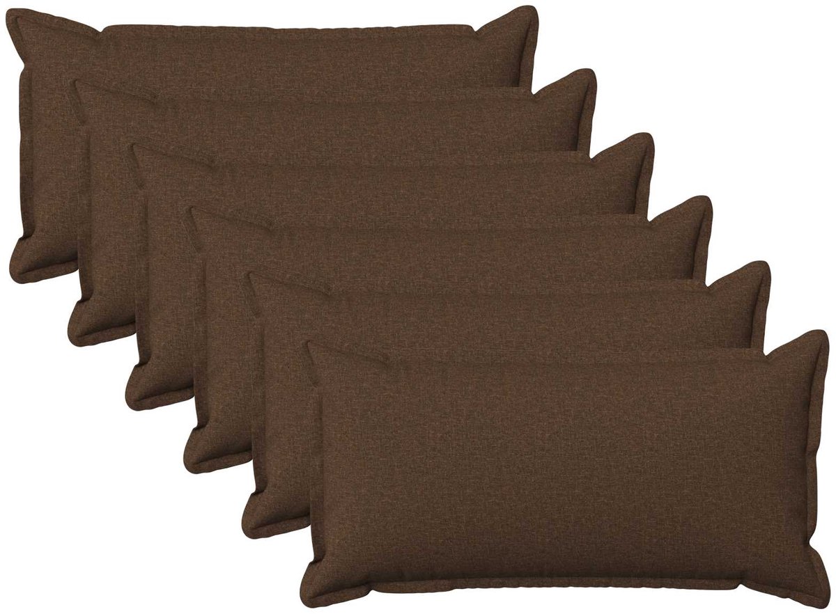 vidaXL Dekenkussen - 6 - st - HOUTEN - Bruin - 40 - x - 70 - cm - Faux - Linnen