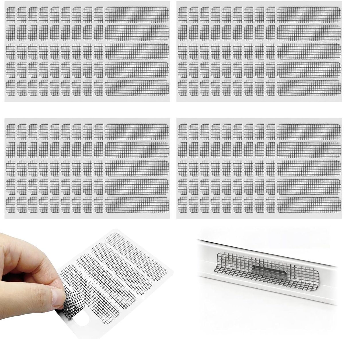 reparatieset, 6 x 1,5 cm, reparatieset voor ramen en deuren, zelfklevend, insectengaas, patches, muggennet voor reparatie, vlekken, voorkomt muggen en insecten