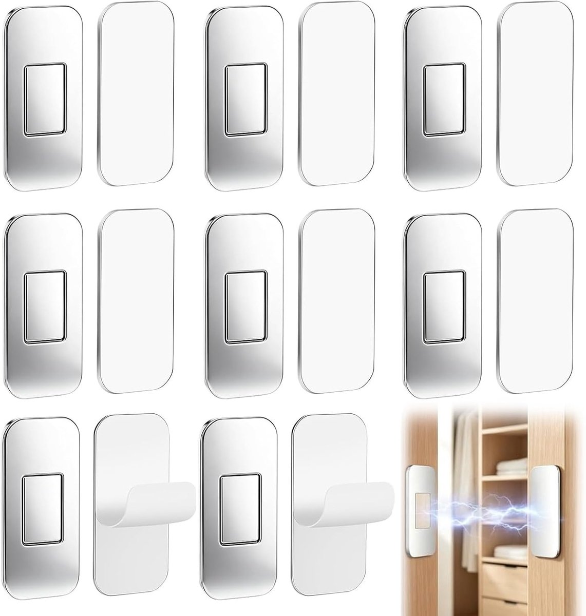 8 stuks magneten voor kastdeuren, ultradun, sterke deurmagneten voor meubels, magneetsnappers, zelfklevend, deurmagneet, kastmagneten voor laden, keukenkast en deursluiters