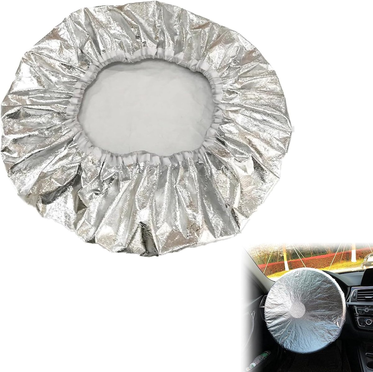Dailygoods- Stuurwielzonnescherm Aluminiumfolie - Zonwering - Stuurwielafdekking - Reflecterende Zonwering - Opvouwbaar - Duurzaam - Autostuurhoes