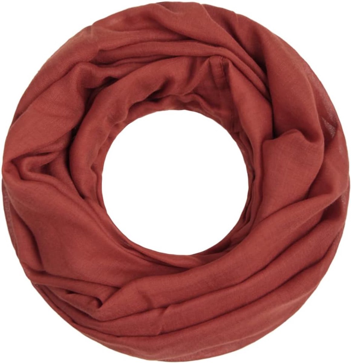 Loop Cary Basic sjaal dames sjaal colsjaal ronde sjaal halsdoeken effen loopsjaal eenkleurig, bruin (roest)