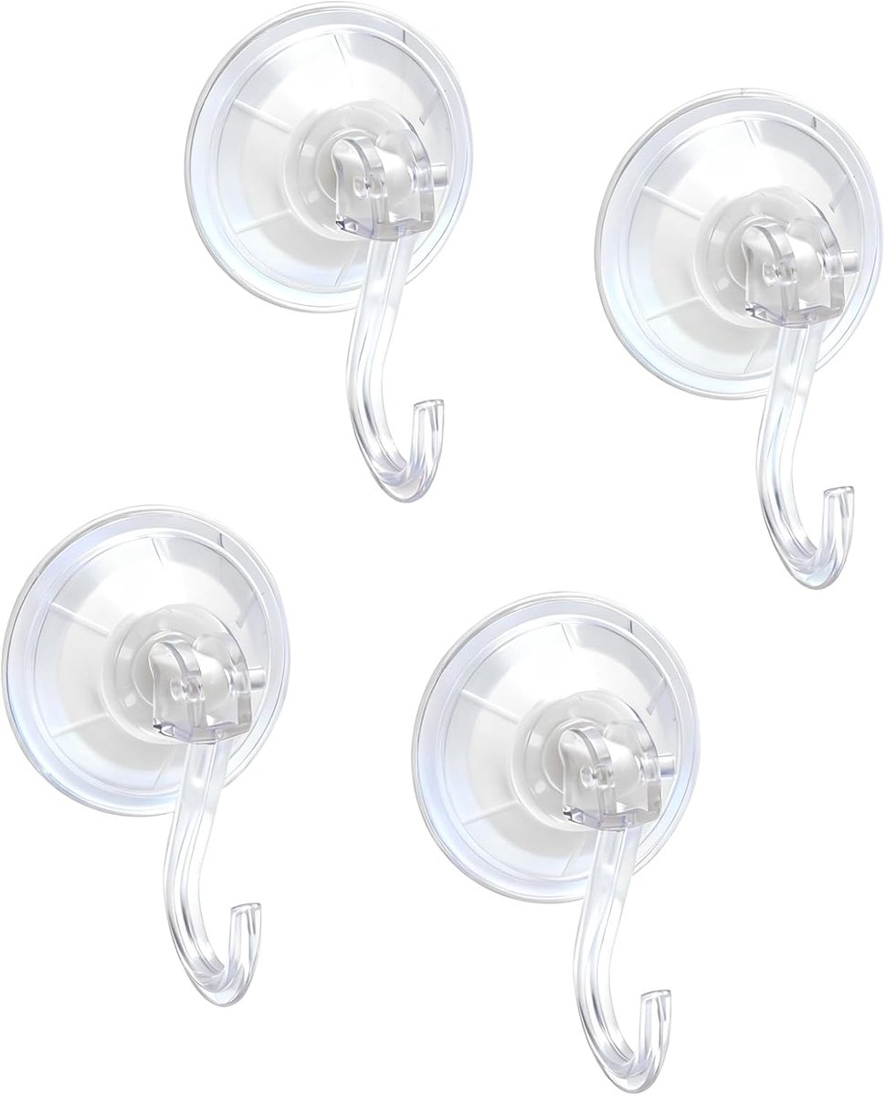 Dailygoods- Zuignaphaken Set van 4 - Extra Sterk - Herbruikbaar - Voor Gladde Oppervlakken - Tot 5 kg - Transparant PVC Kunststof - Zuignap