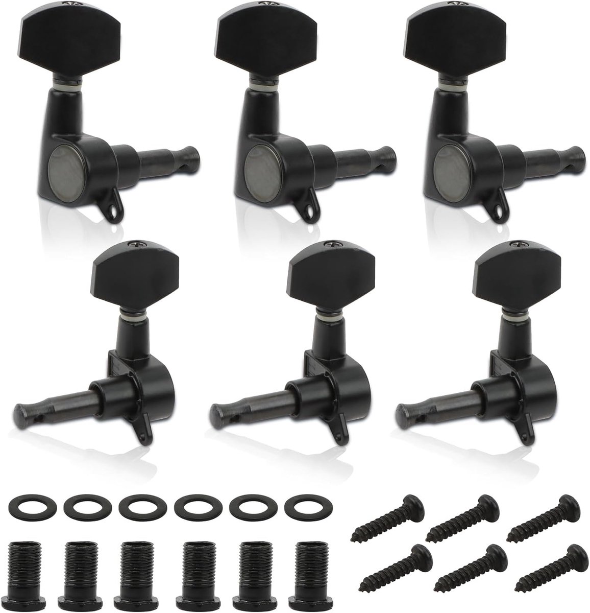 6 stuks mechanische gitaarknoppen, 3L3R gitaarsnaren, tuning, pluggen, mechanische snaren, tuning, pegs, sleutels, plugkoppen voor elektrische of akoestische gitaar, zwart