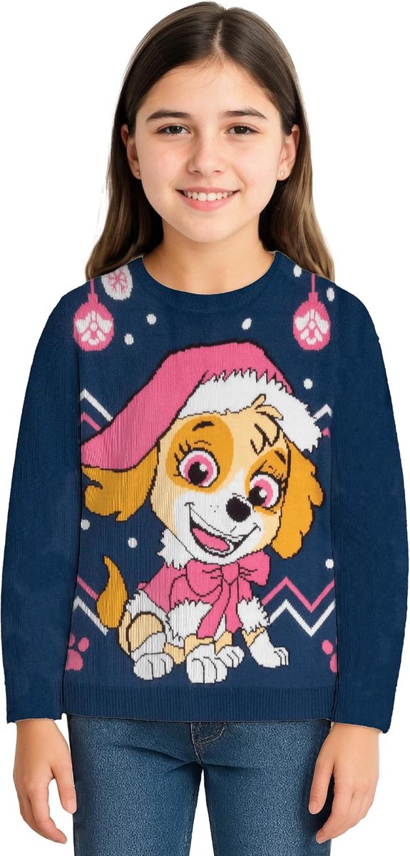 Patrol wintertrui voor meisjes - Skye winter gebreide trui sweatshirt Ugly sweater blauw/roze