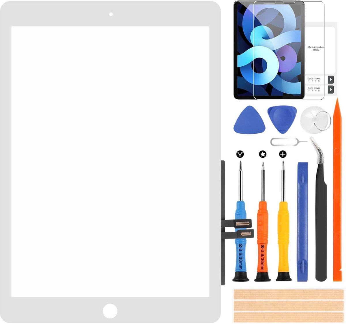 Touchscreen voor iPad 2018 / 6e generatie aanraakscherm voor iPad 6 A1893 A1954 9,7 inch digitizer display vervanging met reparatieset (zonder thuisknop, geen lcd-display) (wit)