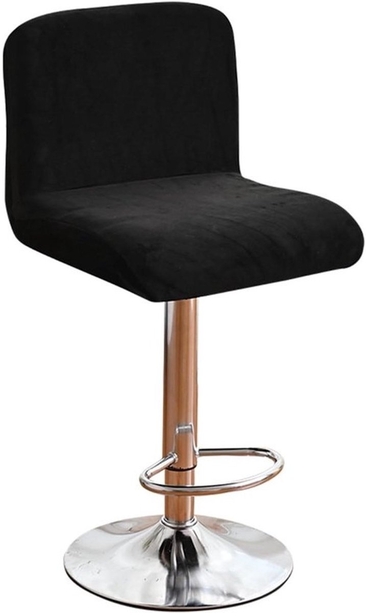 Barkrukhoezen Velvet - Stoelhoezen Kruk - Interieur Decoratie - Elastische Pasvorm - 4 Stuks - Zwart
