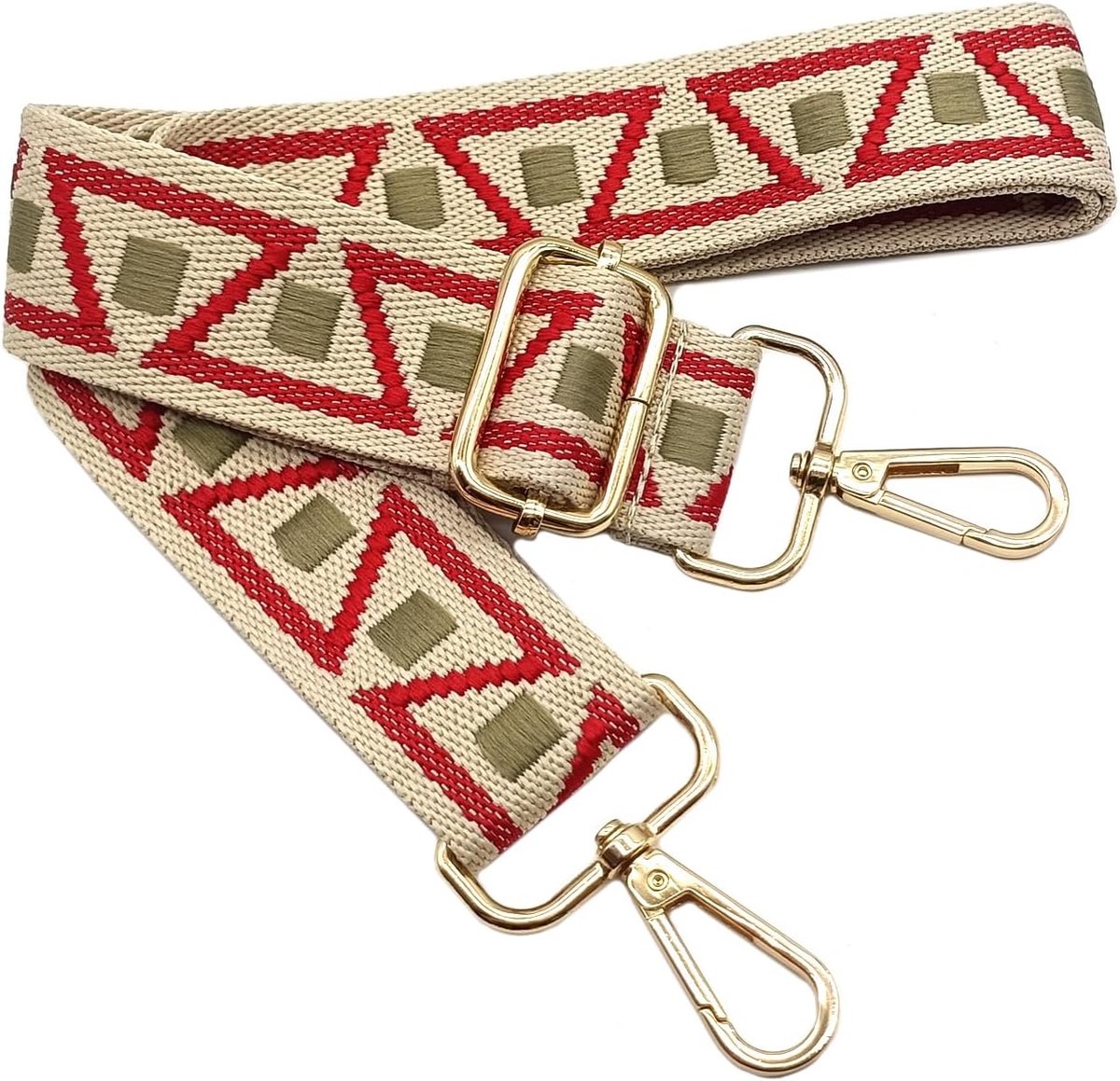 schouderriem voor damestassen, brede tasriem, rood-groen, verstelbare schouderriem met gouden karabijnhaak, duurzaam voor crossbody tas, handtas, doe-het-zelf schouderaccessoires voor