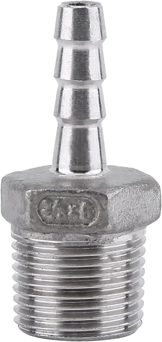 Dailygoods- Slangpilaar Roestvrij Staal SS304 - Slangkoppeling - Slangstuk - Pijpfitting - Connector - Voor water/gas/vloeistoffen