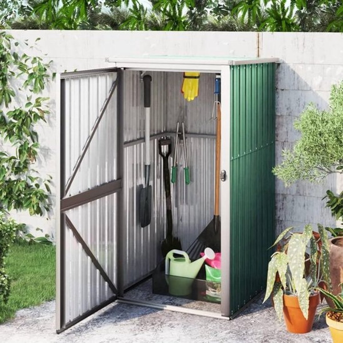 Tuinhuis - Gereedschapsschuur - Tuinopslag - Verzinkt stalen frame - 88 x 89 x 161 cm - Groen