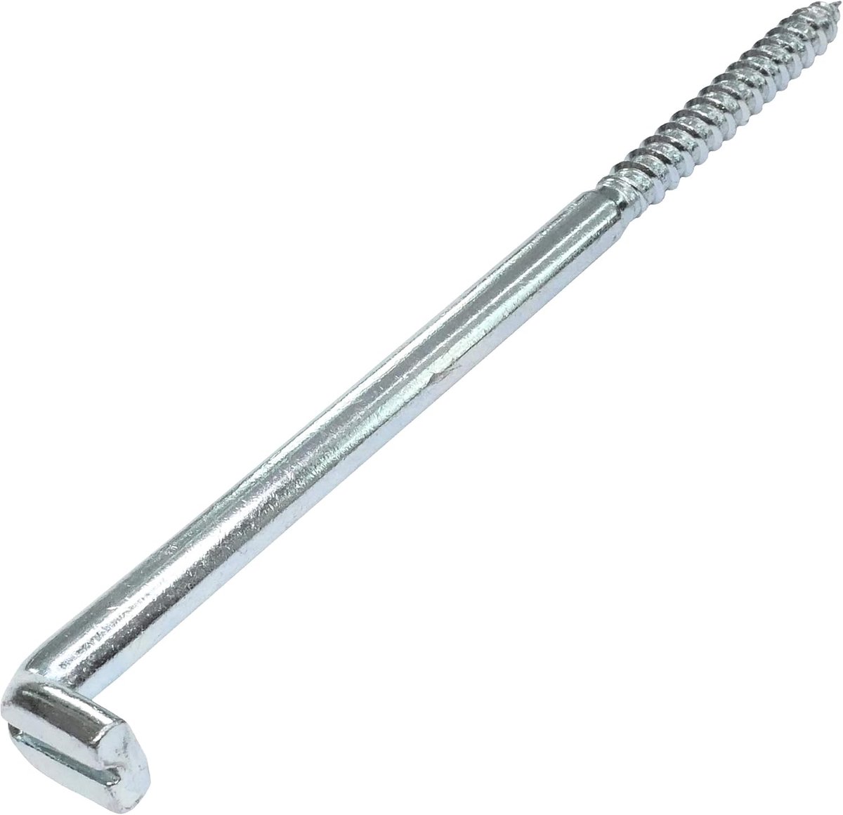 Dailygoods- Haak L-vormig 10-delige set - Schroef Ø 7 x 150 mm - Houtschroefdraad - Schroefdraadboor - Staal - Voor wandbevestiging - Schroefhaak