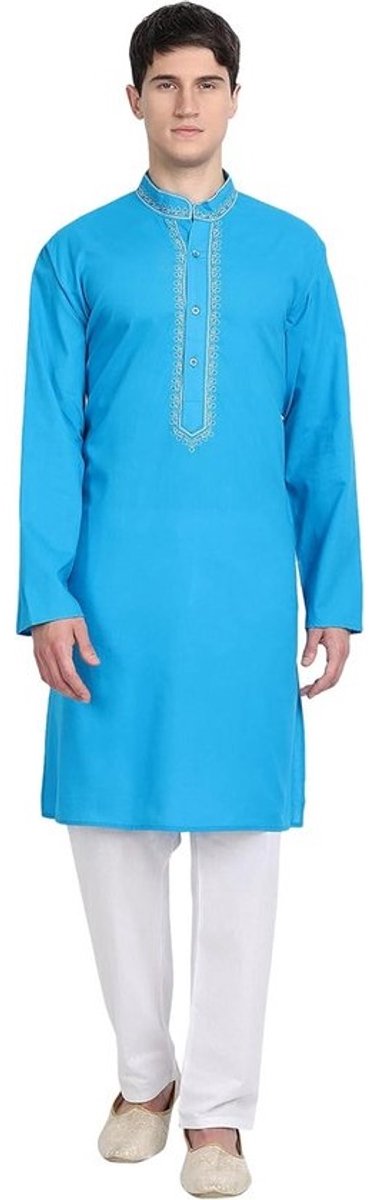 Heren Kurta Pyjama Set Katoen Traditioneel Indiaas Kledingstuk