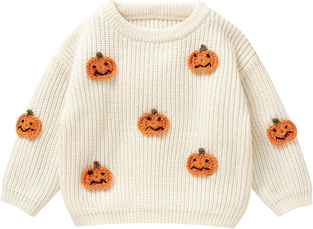 Baby Jongen Meisje Halloween Trui Pompoen Borduurwerk Gebreide Trui Sweatshirt Tops Herfst Winter Kleding