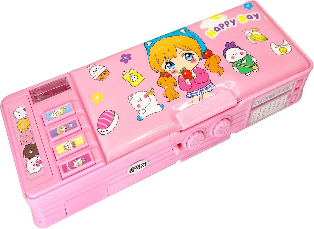 Up Multifunctioneel Potlood Etui voor Jongens en Meisjes, Schattig Cartoon Pennenbakje Organizer voor Schrijfwaren met Slot, Puntenslijper, Planner, Whiteboard, Schoolbenodigdheden, Beste