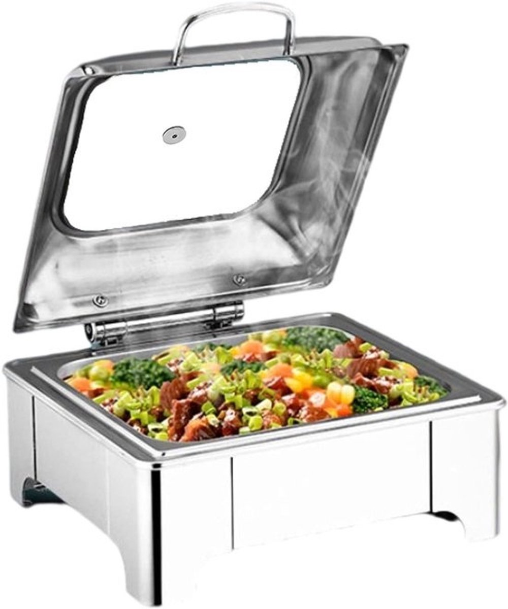 6L Voedselwarmer Buffet Server Met Glazen Deksel Voor Thuis, Elektrische Warmhoudschalen Voor Serveren, Roestvrijstalen Buffet Warmer Voedselverwarmers - Perfect Voor Buffette.FULL PAN