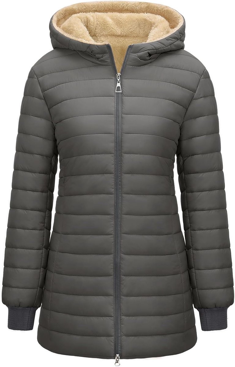 jas voor dames, donsjas met capuchon, fleecejacks, winter, herfst, parka's, lang, donsjack met ritssluiting en zak voor outdoorsport