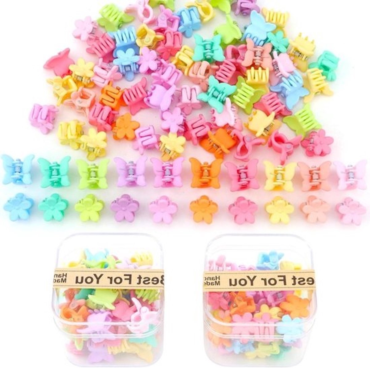 Haarclips Set - Bloemen Clips - Dagelijkse Styling - Duurzaam Acryl Metaal - 80 Stuks - Multicolor