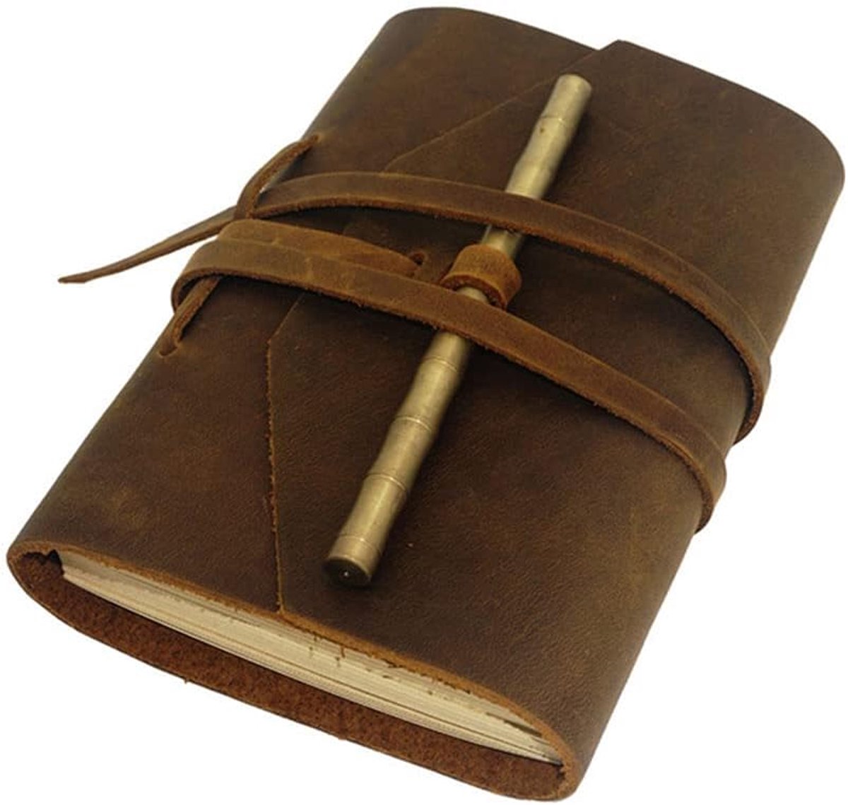 Dailygoods- Notitieboek Leer - Antiek Rustiek - Gebonden Dagboek - Vintage Schrijven - Eenvoudig Ontwerp - 175mm x 120mm - Journal