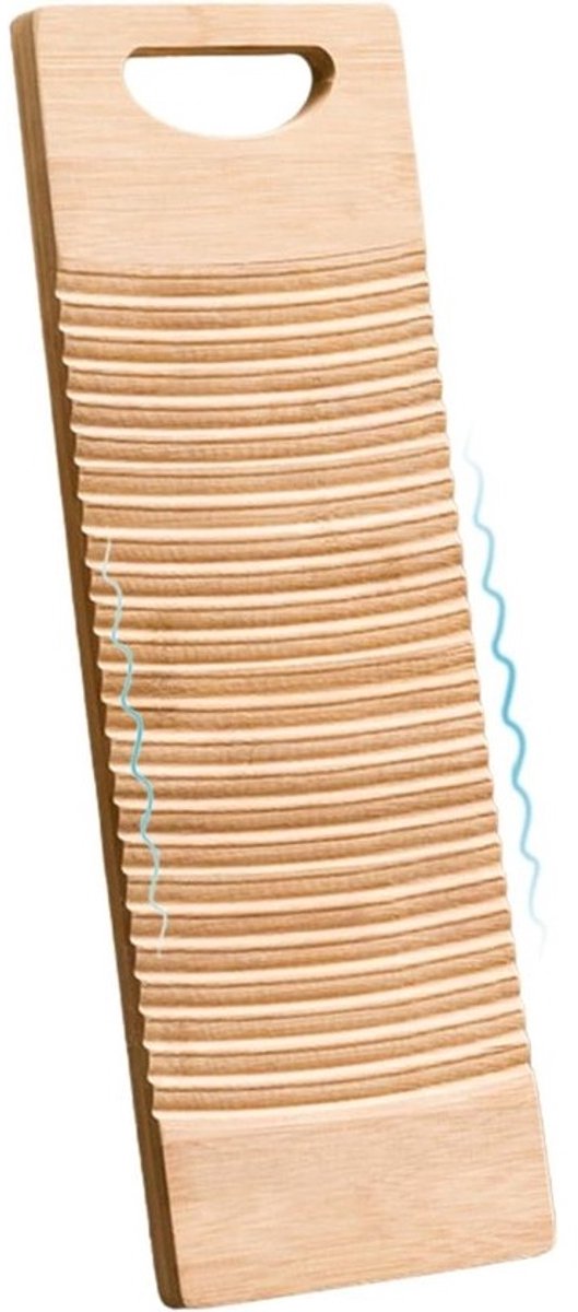 Houten Wasplank - Schuurplank Handwas - Kleding Reinigen - Golfpatroon Ontwerp - 50 x 18 x 1.5 cm - Houtkleur