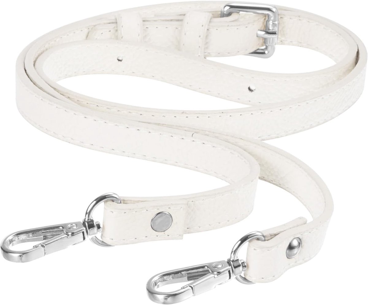 Leren Portemonnee Band, Verstelbare Leren Vervangende Band voor Schoudertas Handtas Portemonnee, 0.6" Breed, 41-51" Lang (Wit)