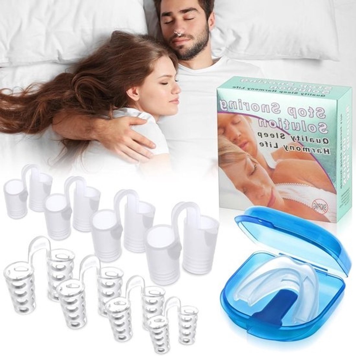Anti-Snurk Set - Snurkstopper Neusplug - Rustige Nachtrust - Zacht en Comfortabel - 9 Stuks - Transparant