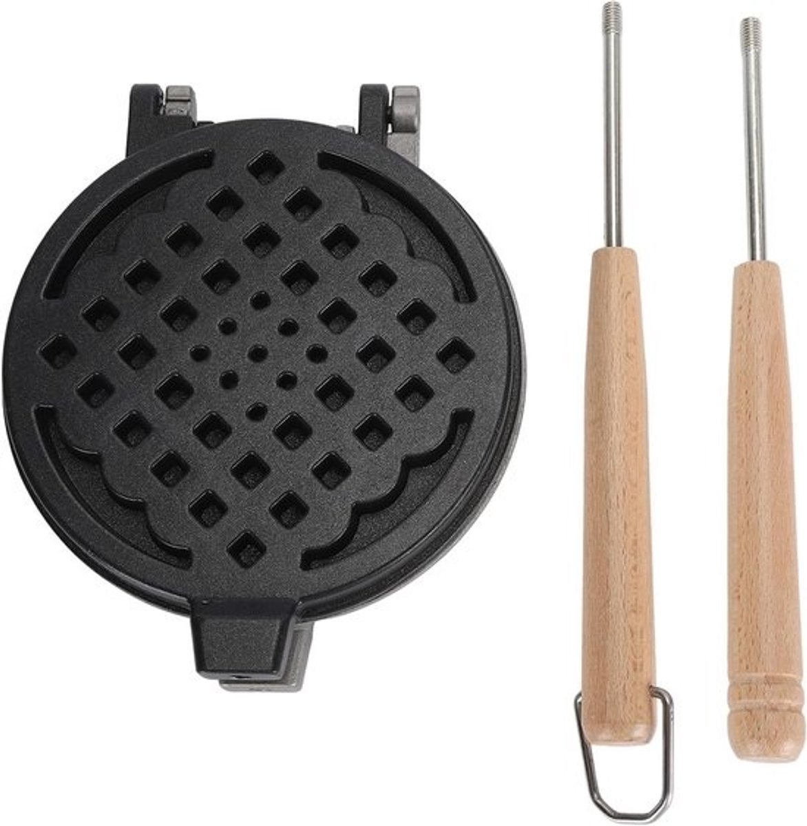 Wafelijzer Pan - Sandwich Broodrooster - Ontbijt Bakken - Dubbelzijdig Anti-aanbak - 36 x 14 cm - Zwart