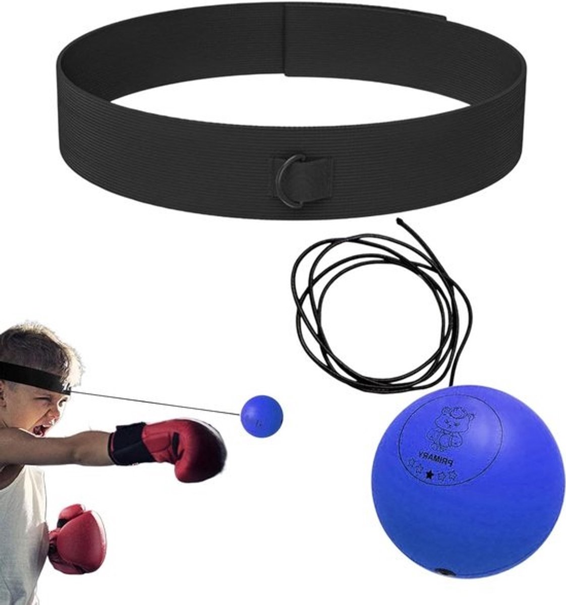 Boksreflexbal Set - Trainingsbal Hoofdband - Verbeteren Coördinatie - Eenvoudig in Gebruik - Diverse Maten - Blauw