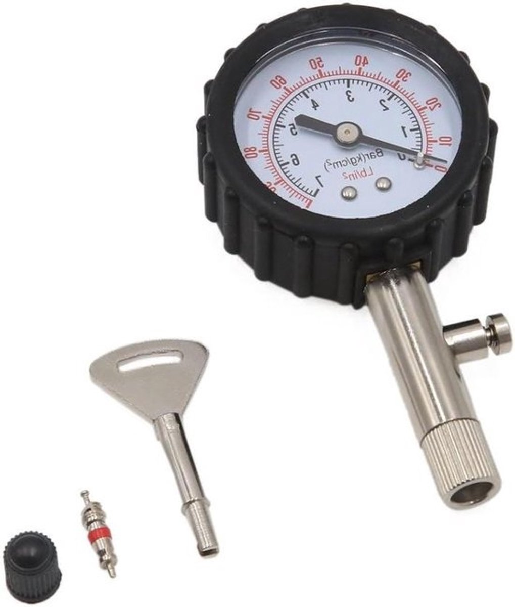 Bandenmeter - Luchtmeter Banden - Banden Controleren - Geen Batterijen Nodig - 0-100 PSI - Zwart Zilverkleurig