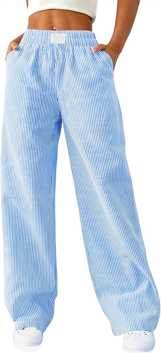 Damespyjama, zachte casual loungewear, zomer 2026, loungebroek voor dames, met zakken, katoenen nachtkleding