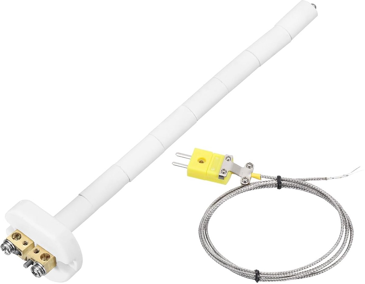 8 inch thermokoppelsonde type K van keramiek voor moffolaoven, met thermokoppeldraad 1100 °C, met thermokoppeldraad 1100 °C, 2,5 x 200 mm