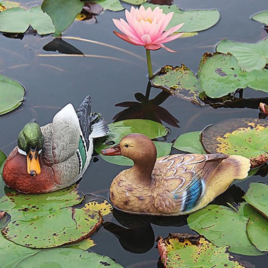 Mallard Duck Statue, realistische Duck Floater drijvende eendenkooien voor tuinvijver zwembad decor (#1) — afbeelding 4
