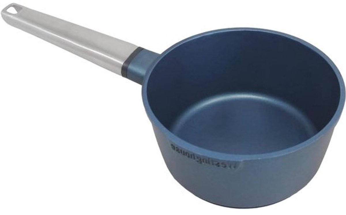Steelpan met Handvat - Kleine Kookpan Melkpan - Snel Koken - PFOA-Vrije Titanium Coating - 18 cm - Blauw