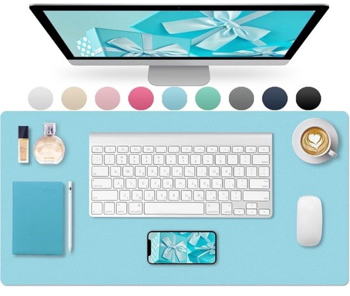 SnelShoppen - Desk Pad Lichtblauw 80x40cm - Bureau Onderlegger, Werkplek Accessoire, Ergonomisch, Waterdicht, Modern Design voor Thuis en Kantoor