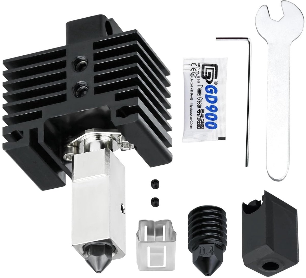3D-printen, 48 W, 24 V, hotend met 0,4 mm afneembare spuitmonden van gehard staal, keramische verwarming voor Bambu Lab X1, X1C, P1P, P1S 3D-printer