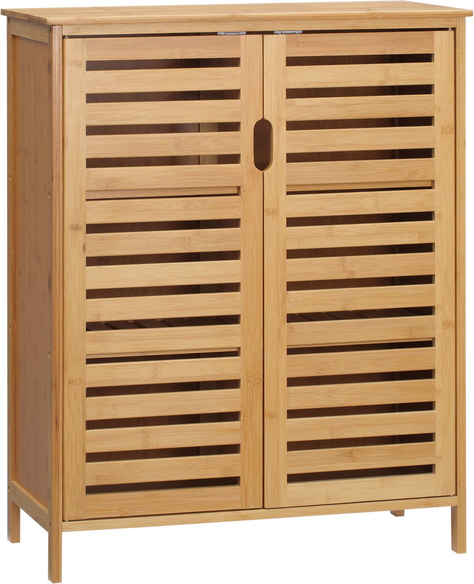 Badkamerkast Met 2 Lamellendeuren 68x32x86 cm Natuur