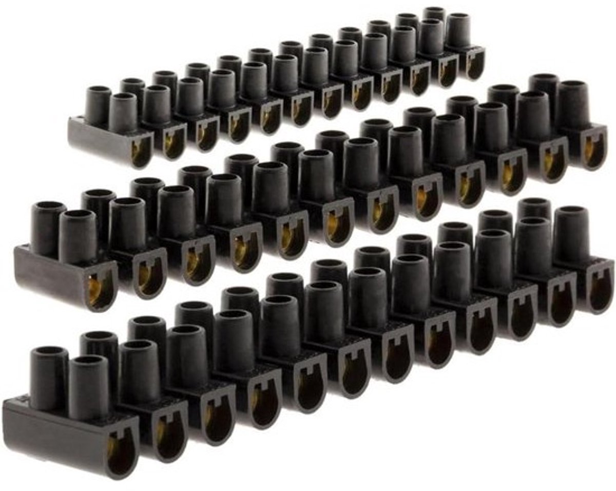 Verdeelstrips Set - Draadverbinders - Elektra Aansluiten - Meerdere Maten - 4 Stuks - Zwart