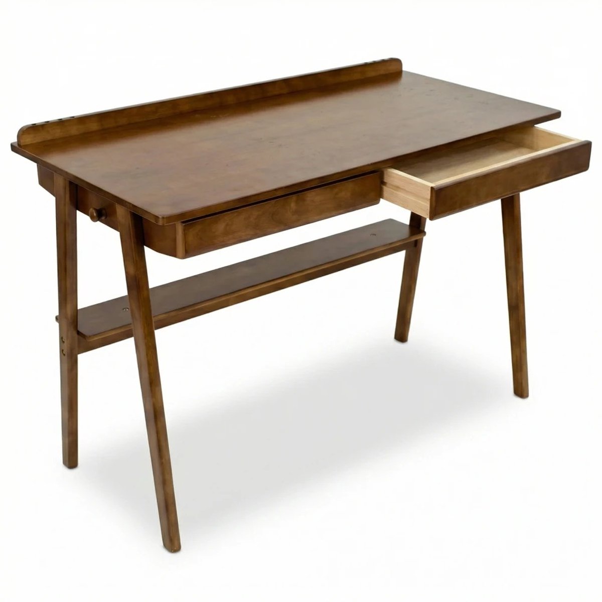Emvae Bureau - Werktafel - Makeuptafel - 2 Laden - Opbergruimte - 120 x 60 cm - Massief Hout - Walnootkleur