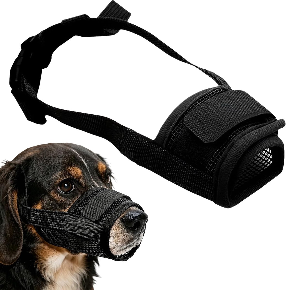 Muilkorf voor grote en middelgrote honden (maat L) muilkorf van zachte en ademende stof, verstelbaar om bijten en inslikken te voorkomen, ideaal voor training en veilige wandelingen