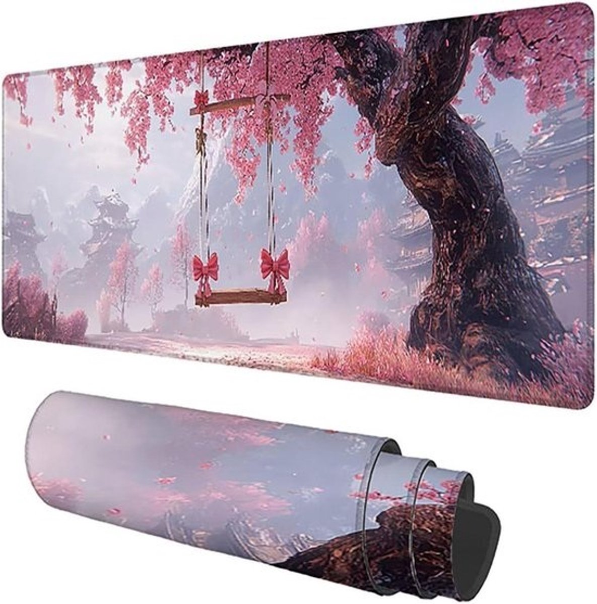 XXL Muismat - Bureauonderlegger Gamingmat - Opgeruimd Bureau - Nauwkeurig Geweven Oppervlak - 100 x 50 cm - Kersenbloesem